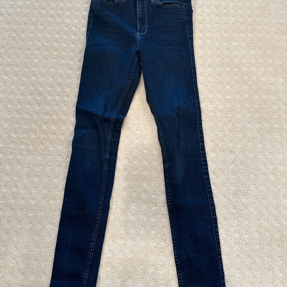 Abercrombie & Fitch High Rise Super Skinny Jeans Size 0R W25 L31 Dark Wash - Picture 2 of 6